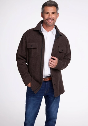 High Collar Style Hooded Versatile Design Wilder Shirt Jac - Maple Melange