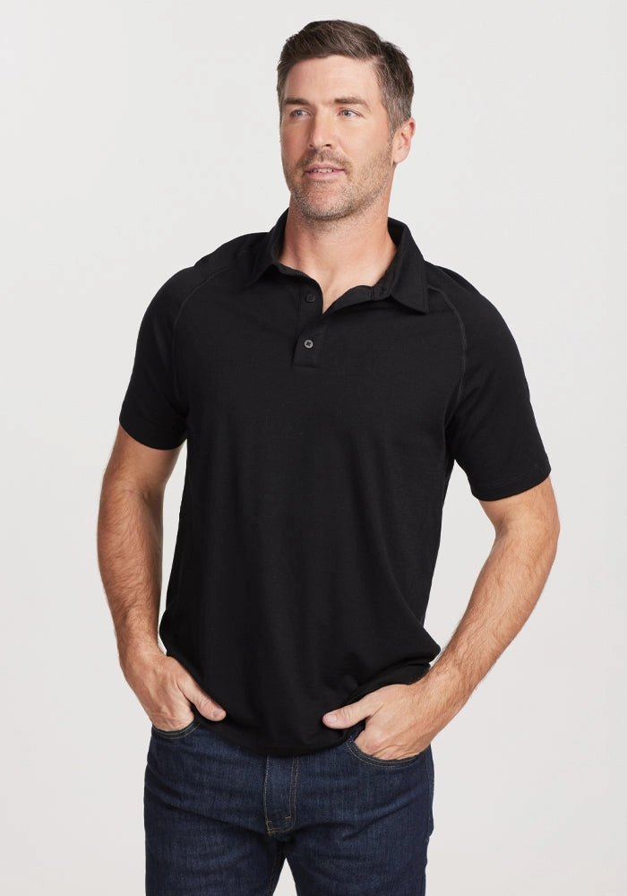 casual and comfortable Rayon blend Summit Polo - Black