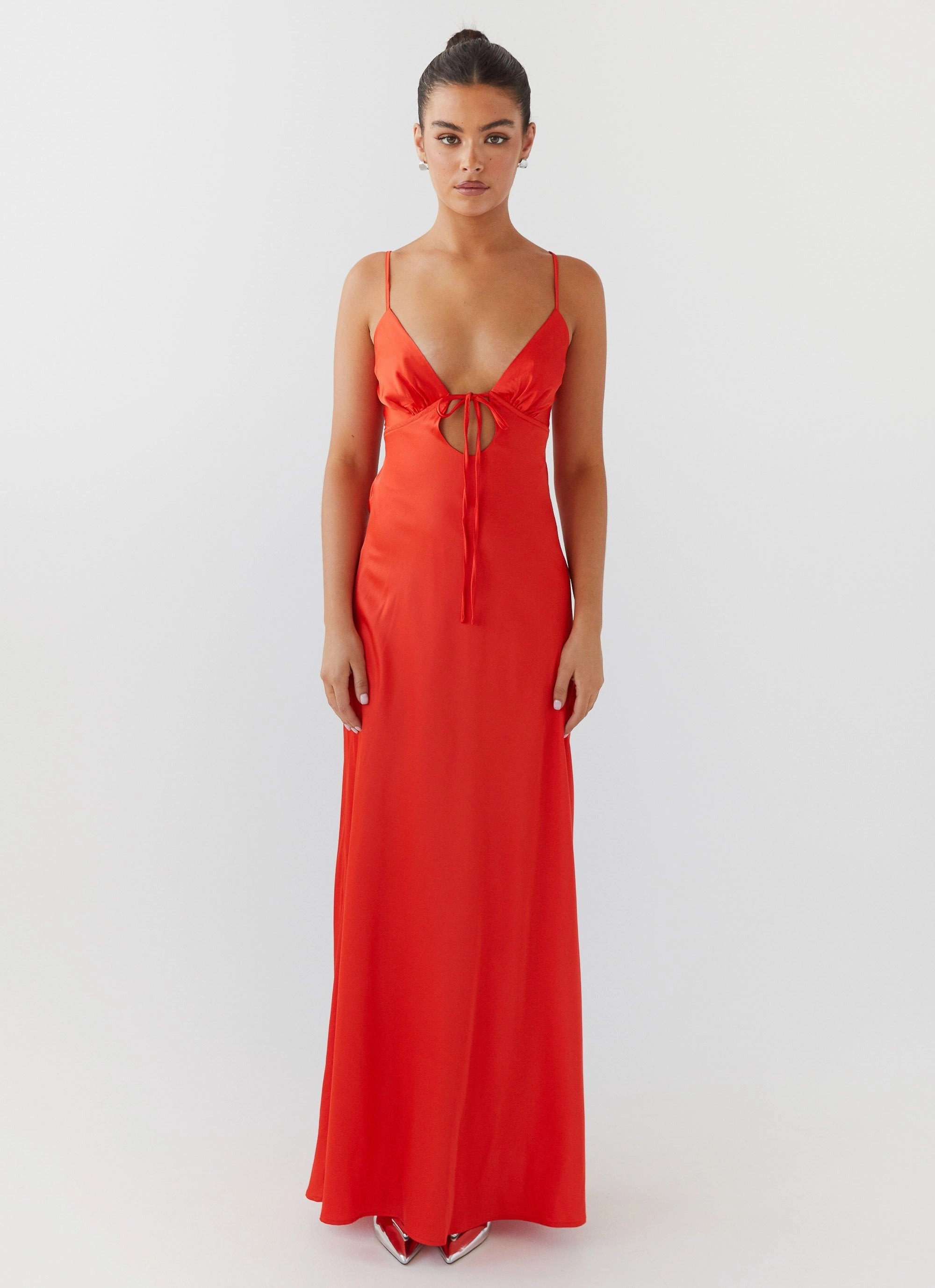 Long Lines Flora Satin Maxi Dress - Citrus