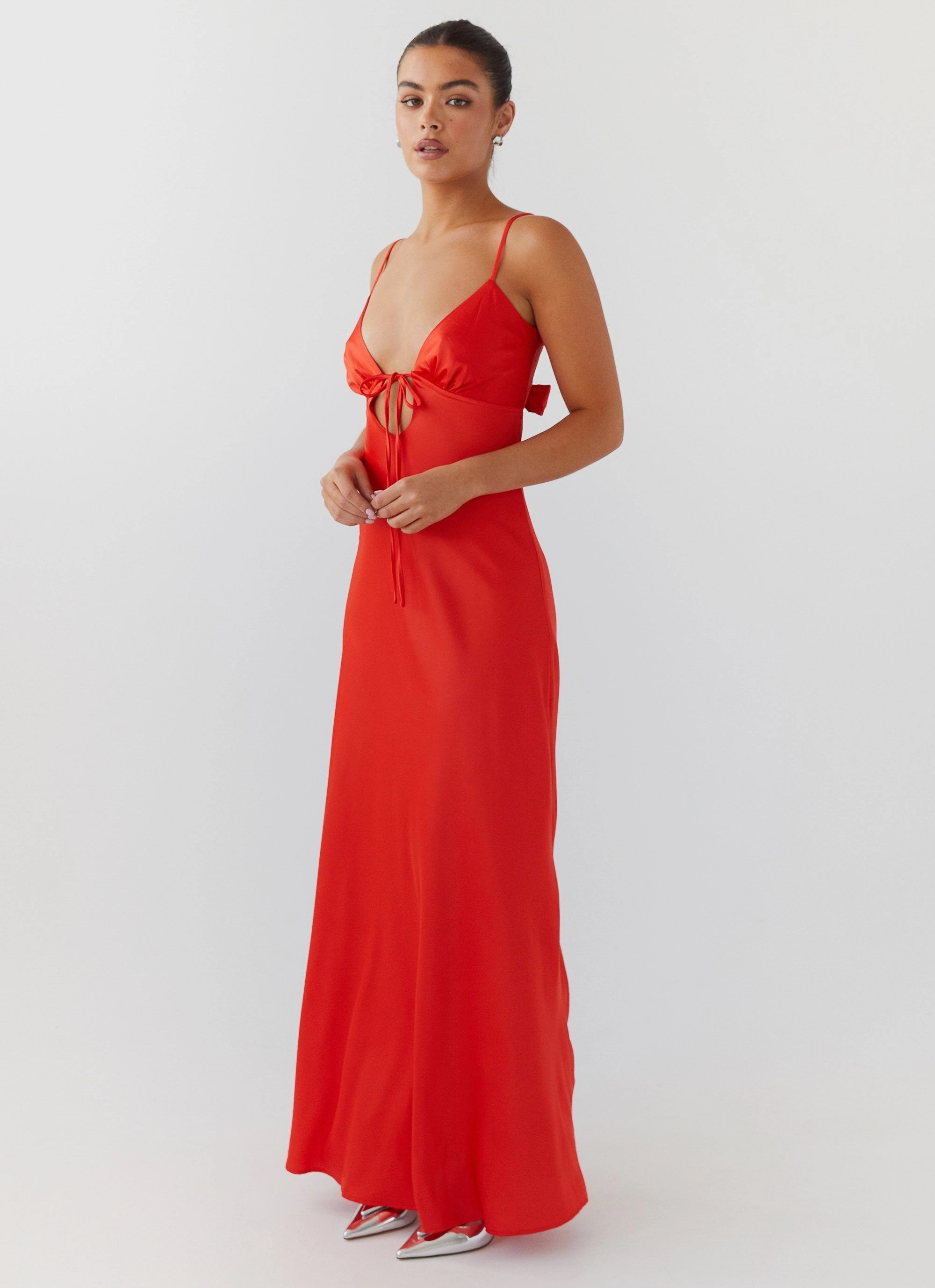 Bright-colored piece Flora Satin Maxi Dress - Citrus