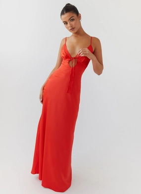 Flora Satin Maxi Dress - Citrus Work-to-Play Wear Wool-Blend