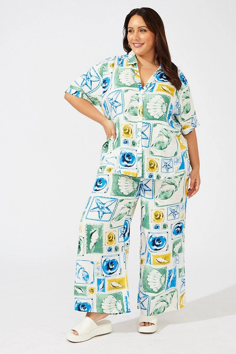 Multi Abstract Relaxed Shirt Short Sleeve Errand Ready