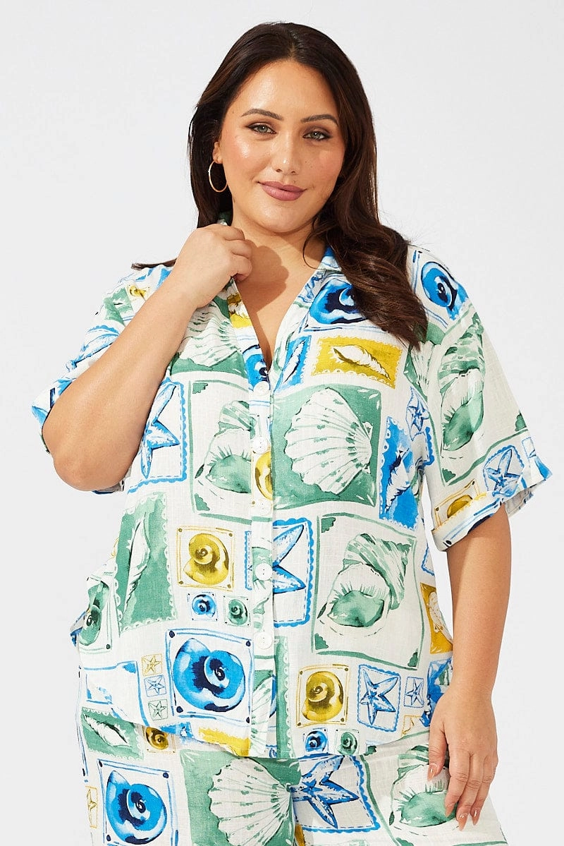 Striped Design Versatile Layer Multi Abstract Relaxed Shirt Short Sleeve