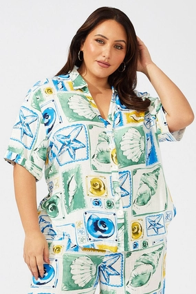 Multi Abstract Relaxed Shirt Short Sleeve Street Wear