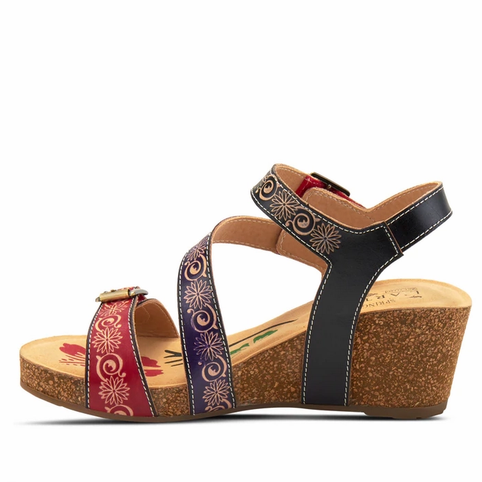 Spring Step Women's L'Artiste Tanja Ankle Strap Sandal - Red Multi Eco Conscious Design Casual Footwear for Beach