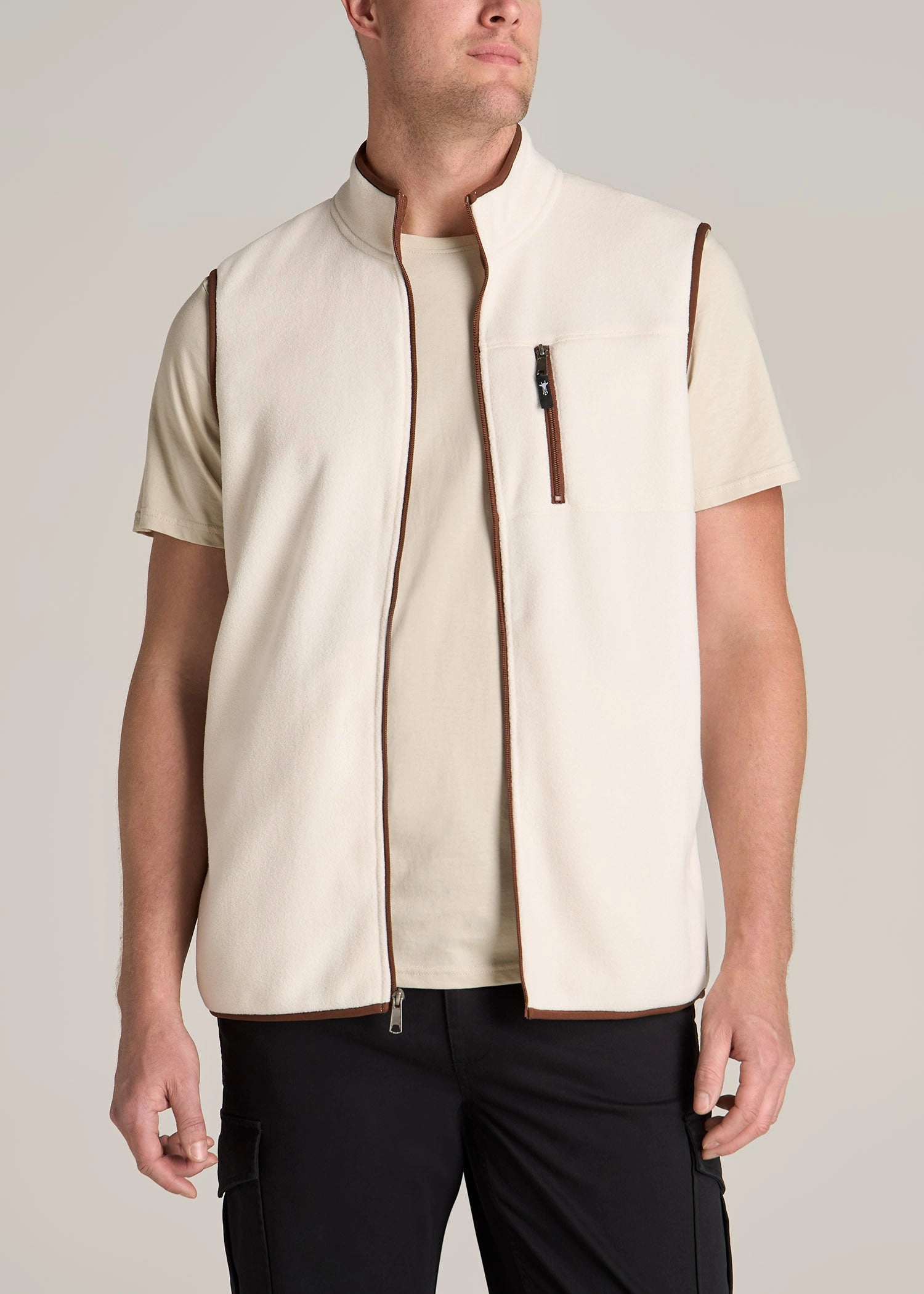 Polar Fleece Sweater Full Zip Vest for Tall Men in Natural product promotion product geometric precision