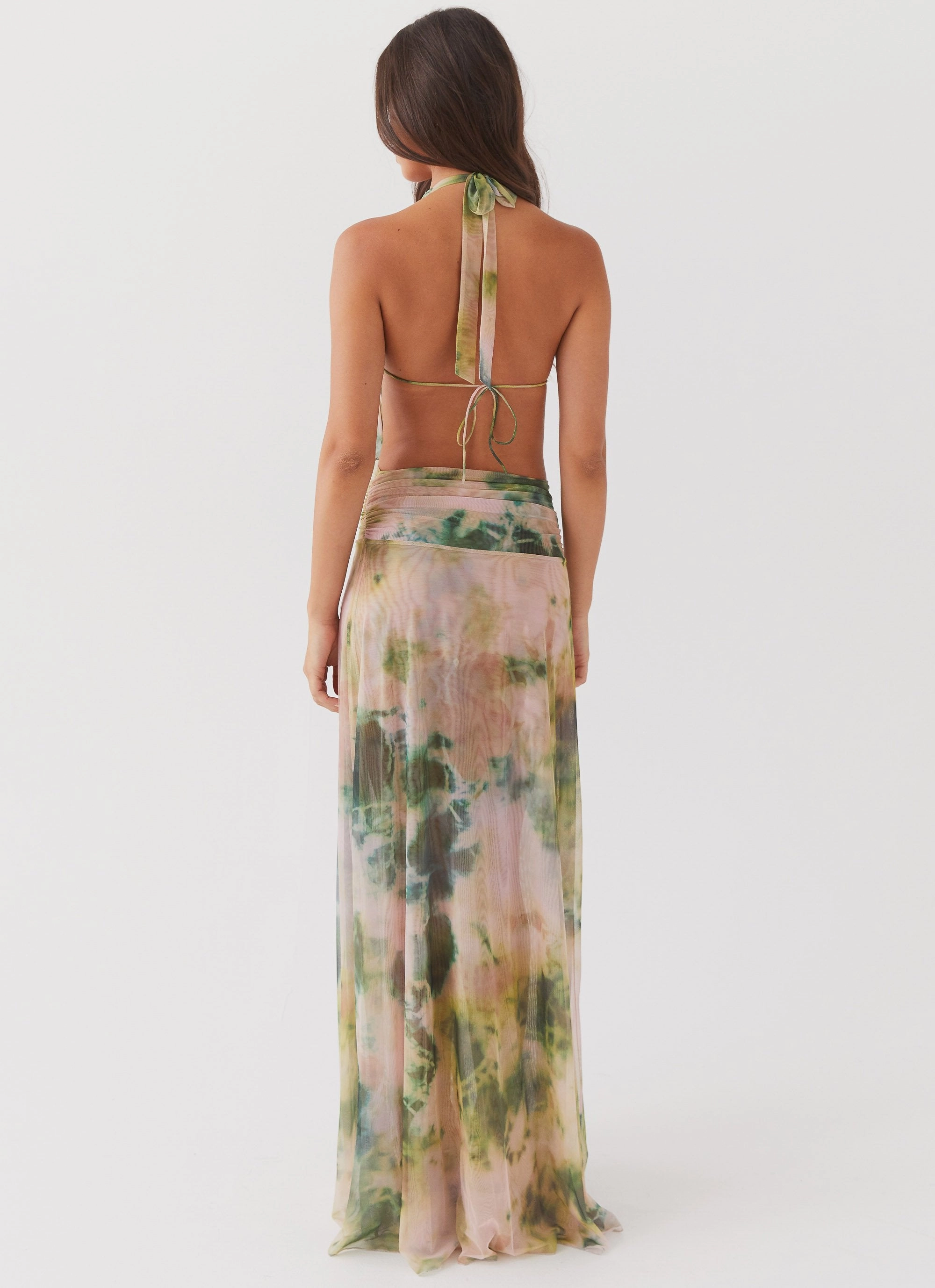 Premium Quality Shape Retention Elysia Mesh Maxi Dress - Rainforest