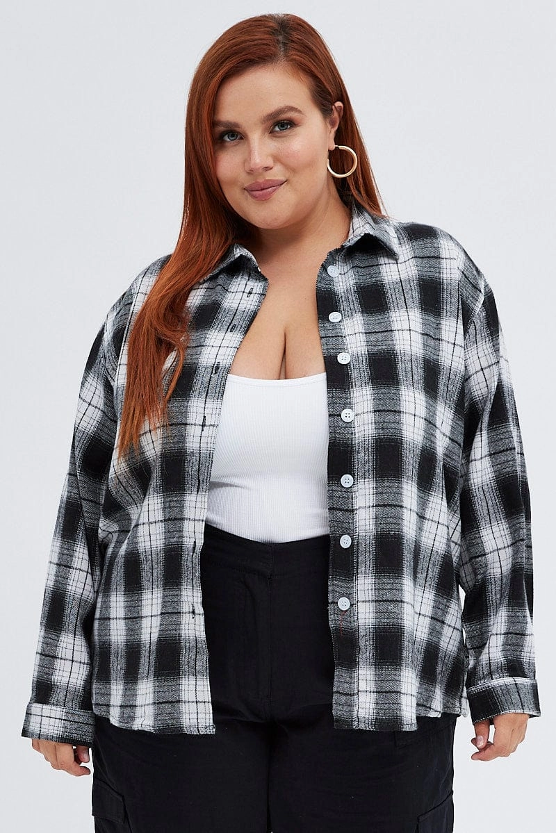 Black Check Relaxed Shirt Long Sleeve Mountain Retreat