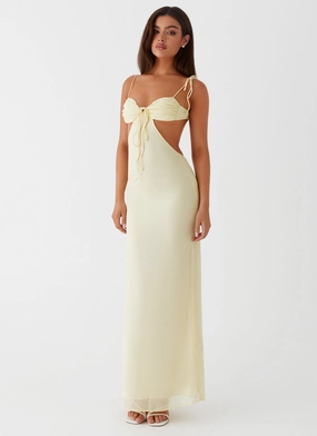 Tyra Ruched Maxi Dress - Yellow Versatile Wear Casual day-to-night piece