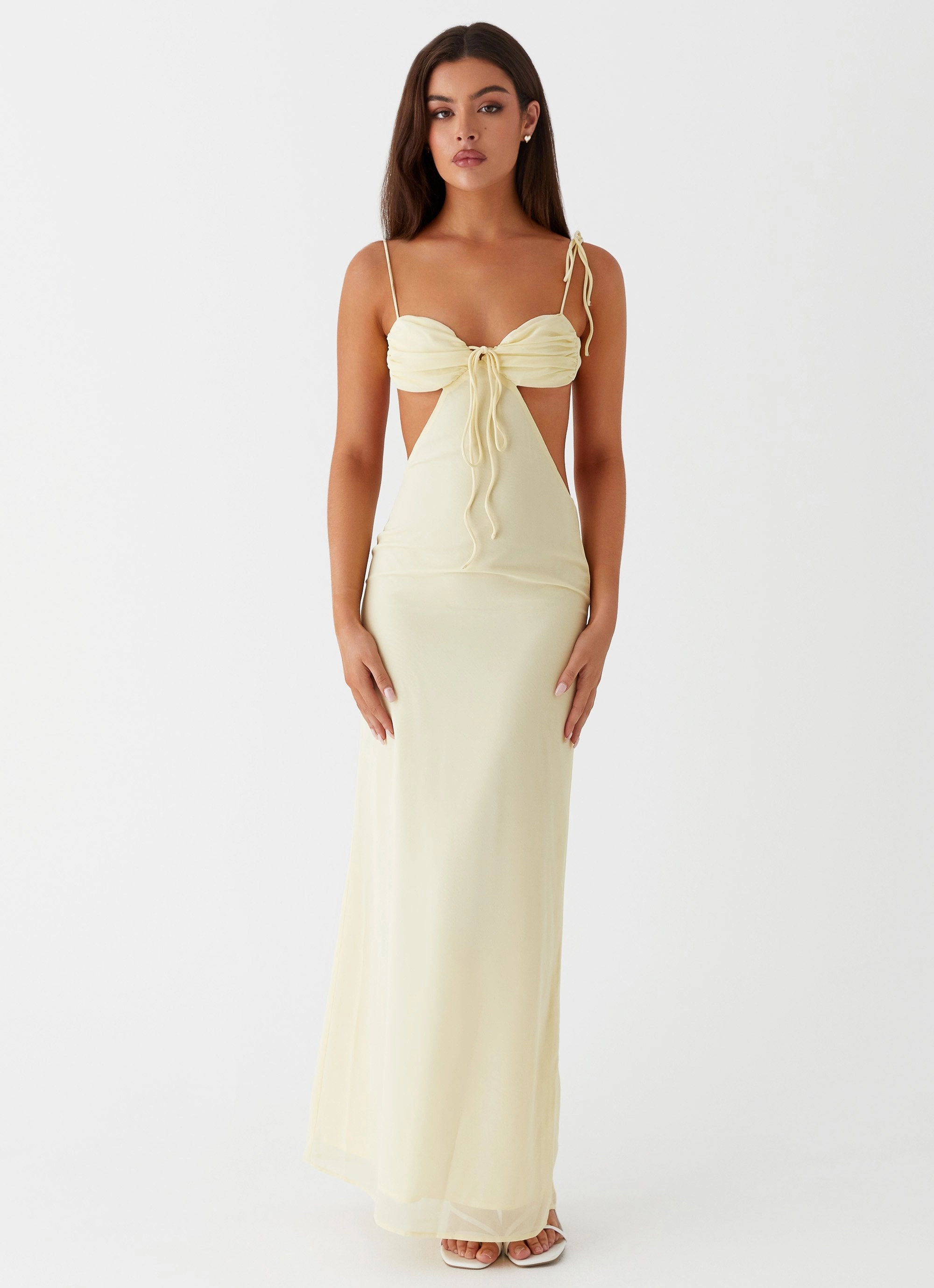 Tyra Ruched Maxi Dress - Yellow Chic Design