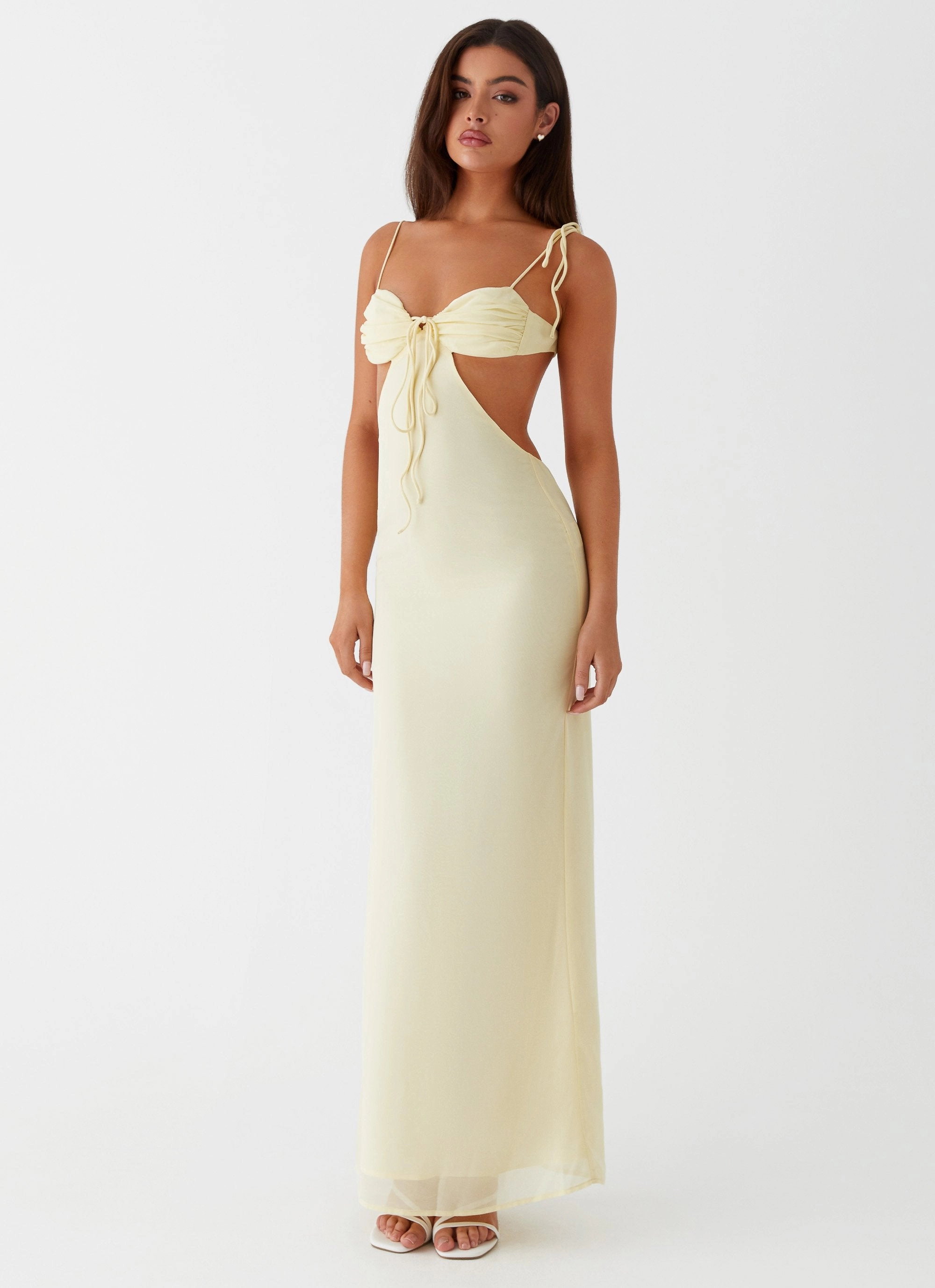 Tyra Ruched Maxi Dress - Yellow Versatile Wear Casual day-to-night piece