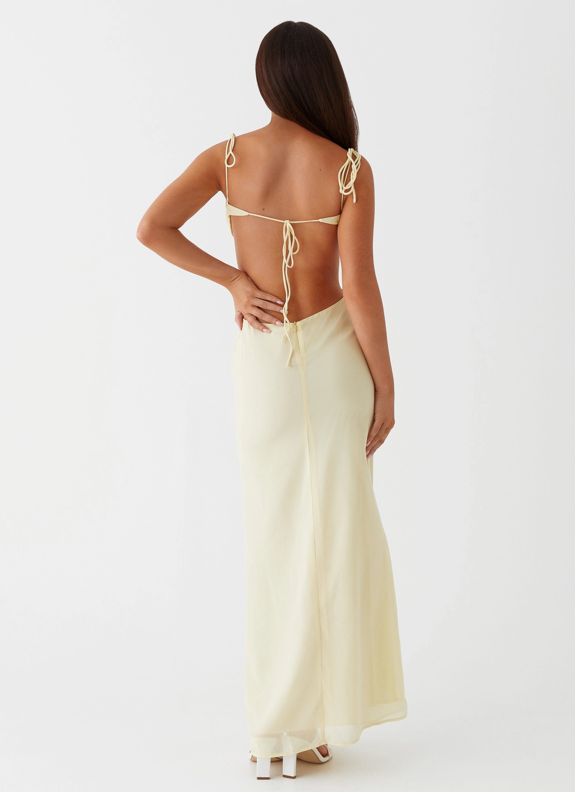 Tyra Ruched Maxi Dress - Yellow Professional Look Polished Layer