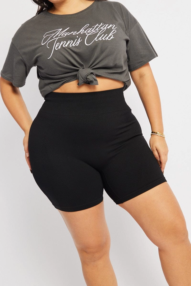 Core Flex Thermal Lining Black Bike Shorts Seamless