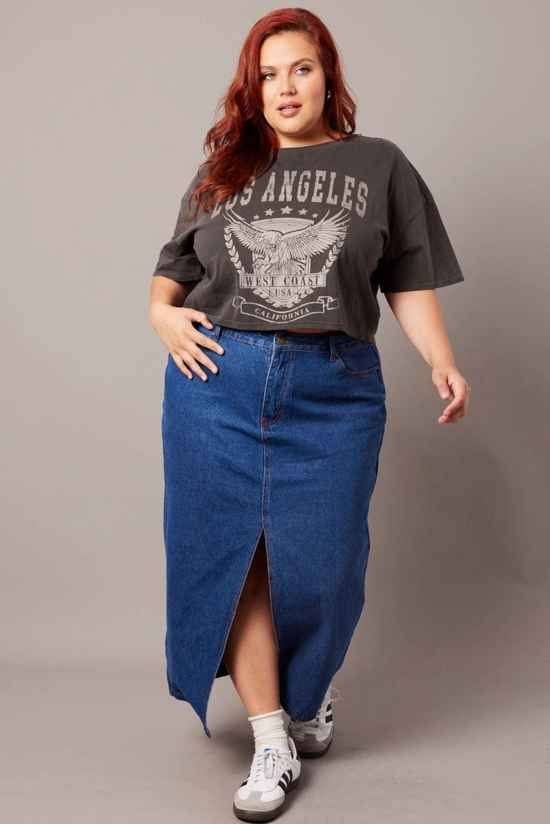 Quality Comfort Chafe Free Armhole Grey Graphic T-shirt Short Sleeve Crew Neck