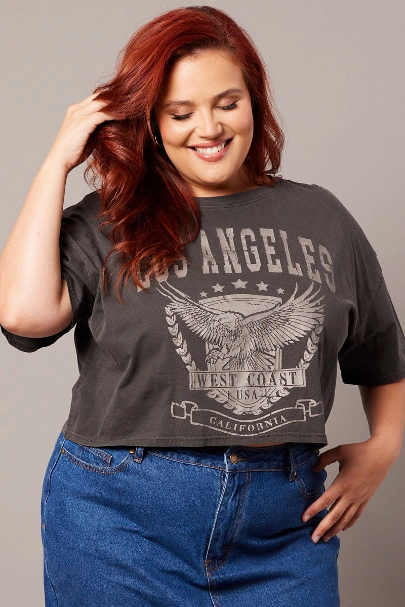 Grey Graphic T-shirt Short Sleeve Crew Neck Perfect Design