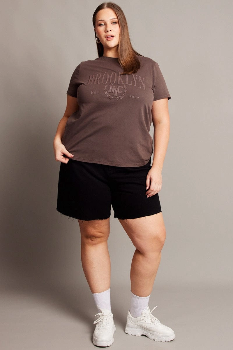 Ultimate Fit Soft and Relaxed Brown Graphic T-shirt Short Sleeve Crew Neck