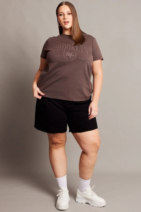 Ultimate Fit Soft and Relaxed Brown Graphic T-shirt Short Sleeve Crew Neck