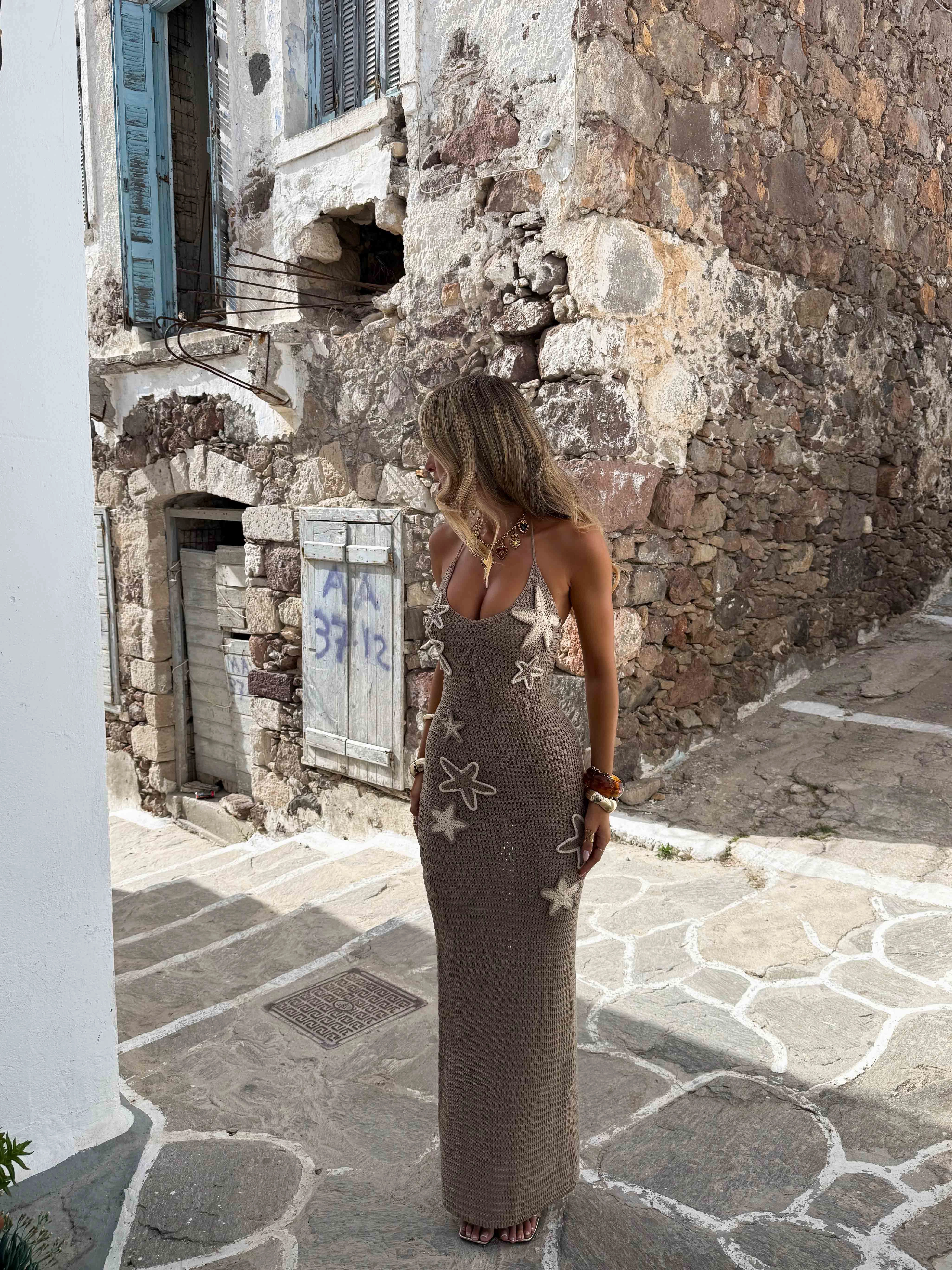 All Layer UMBRA MAXI DRESS TAN & WHITE