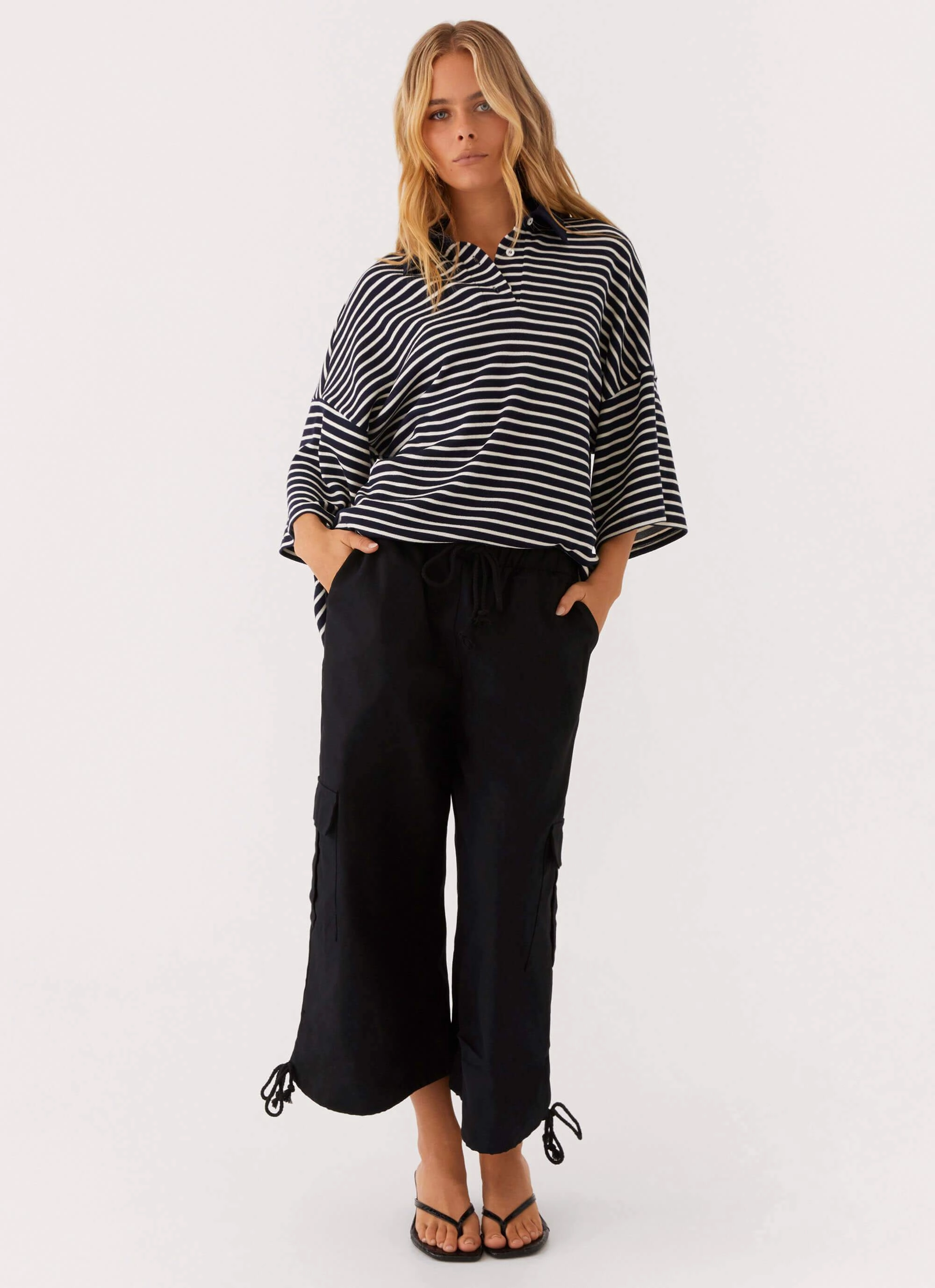 Undefeated Oversized Polo Top - Stripe Workshop Tight - fitting