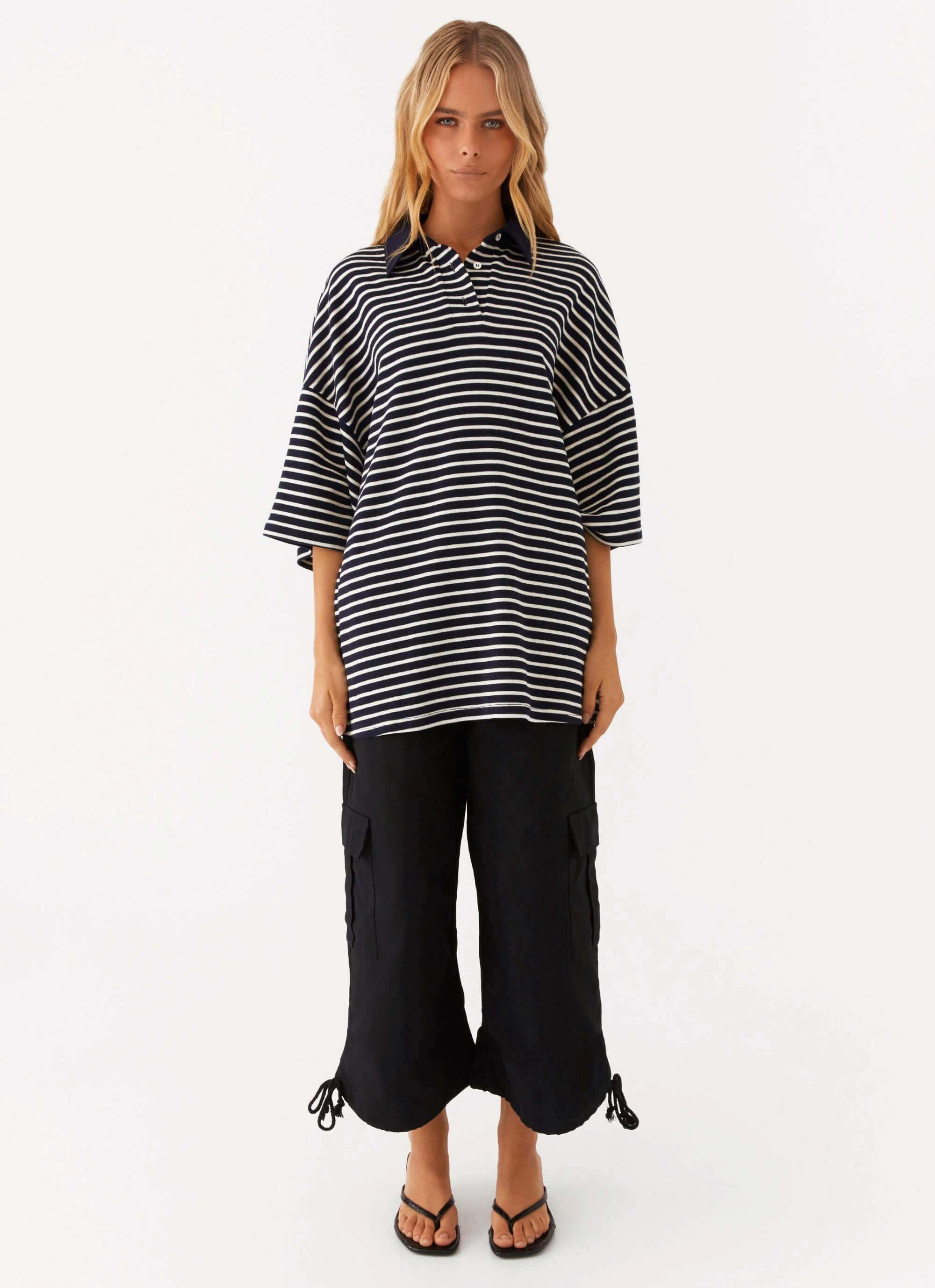 Undefeated Oversized Polo Top - Stripe Plant City related