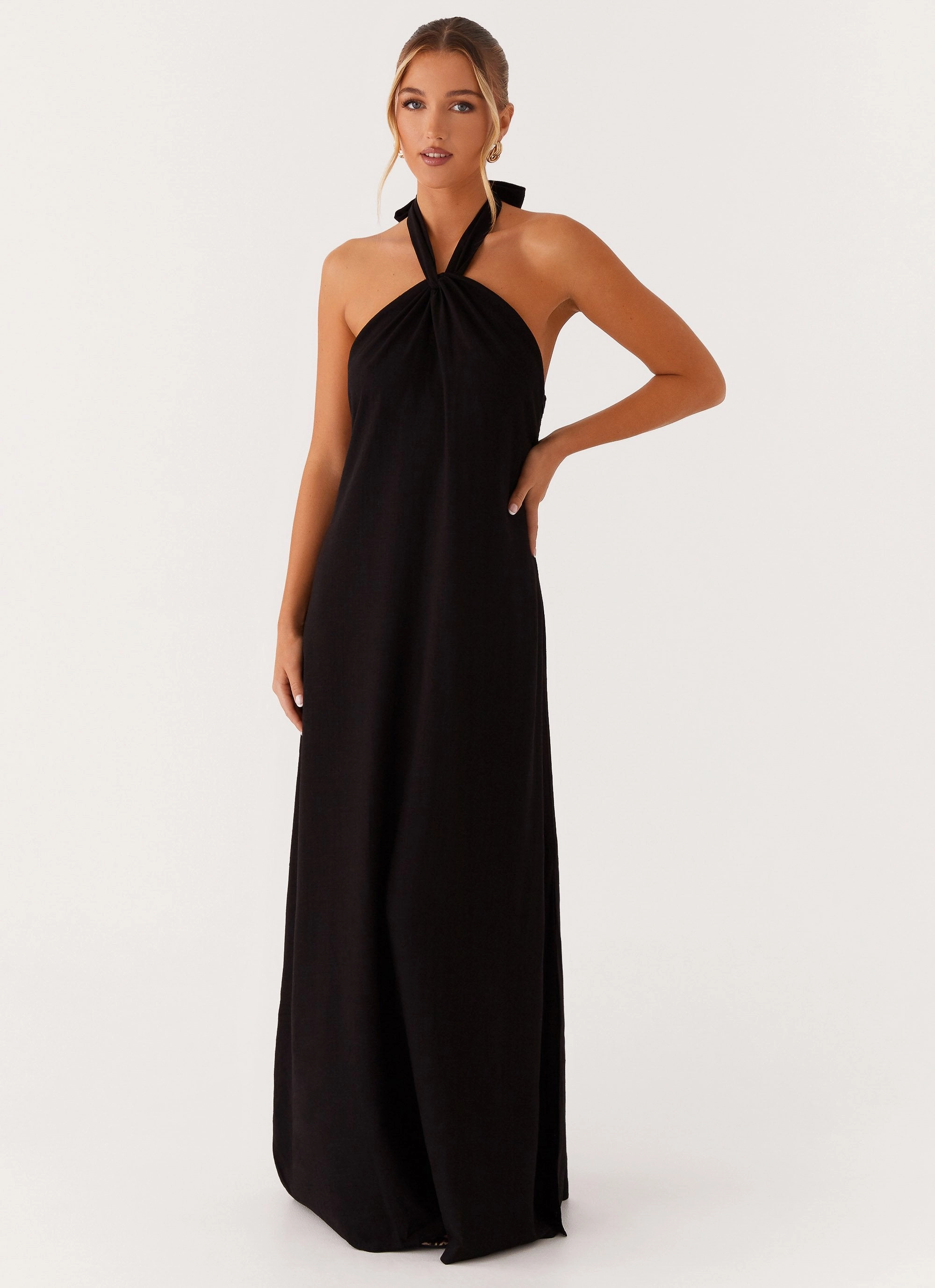 Golden Child Linen Maxi Dress - Black Timeless Design Calm Tone