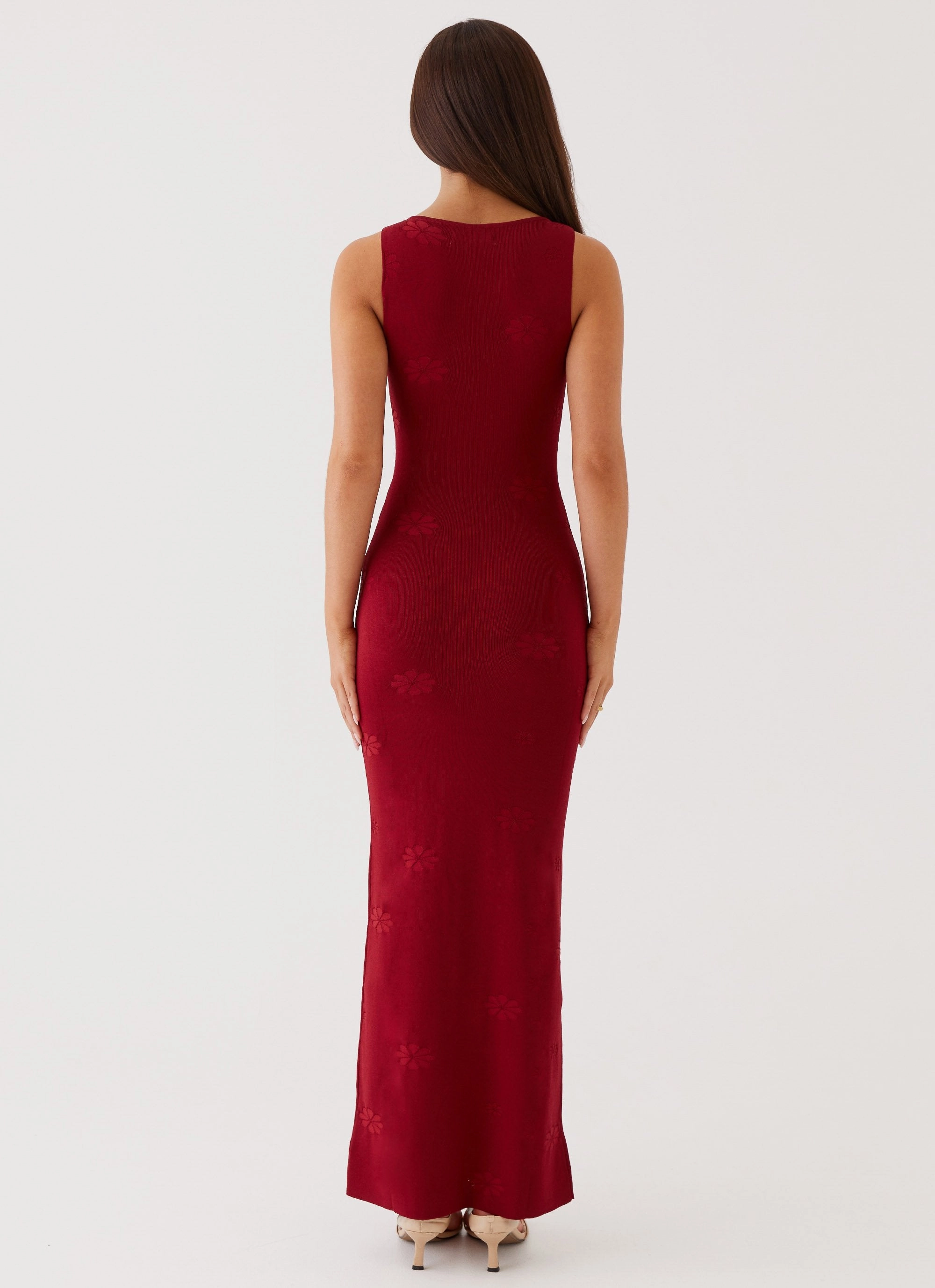 Holly Knit Maxi Dress - Red Flattering Shape Design