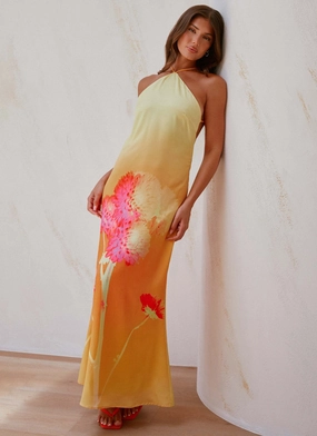 Subtle Comfort Chloe Maxi Dress - Orange Floral