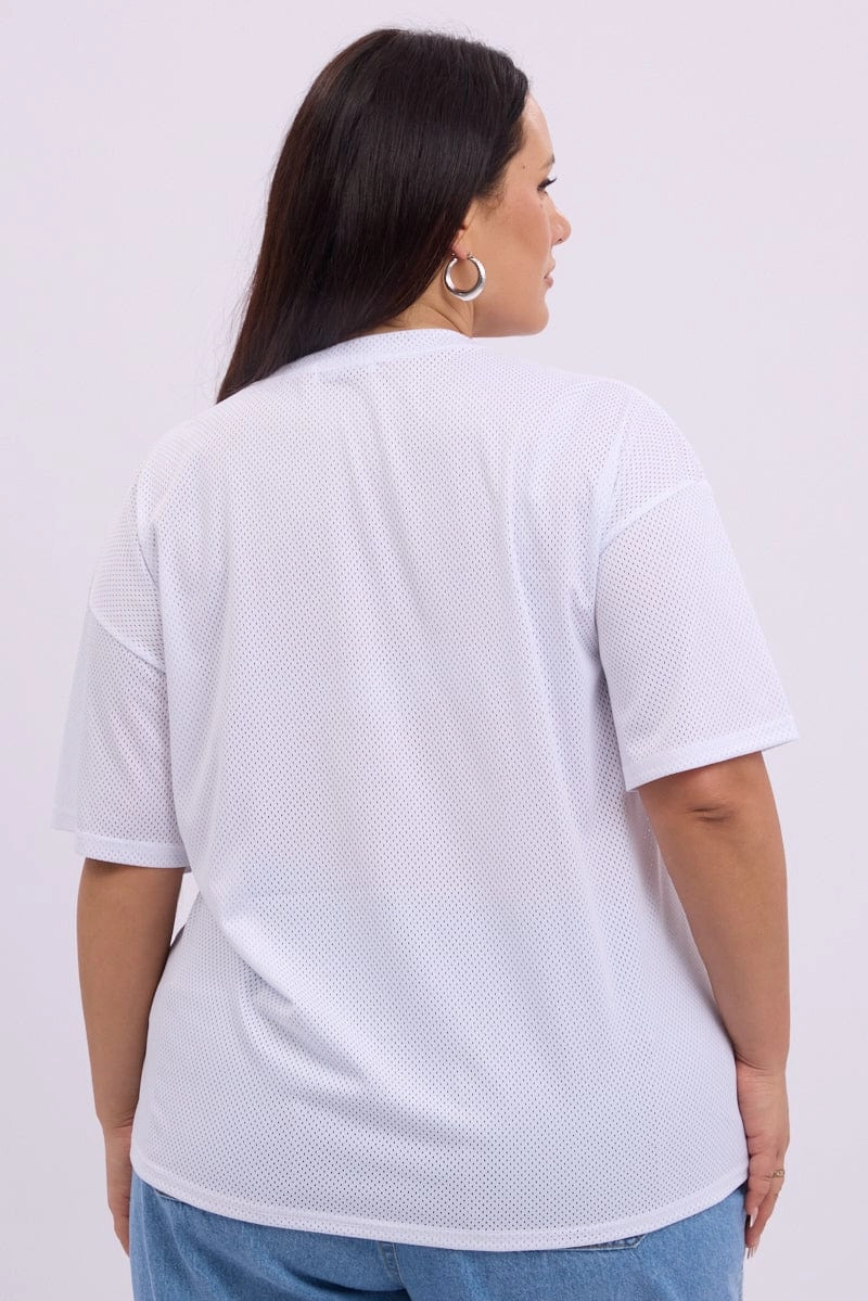 Smart Fashion White Graphic T Shirt Short sleeve V Neck