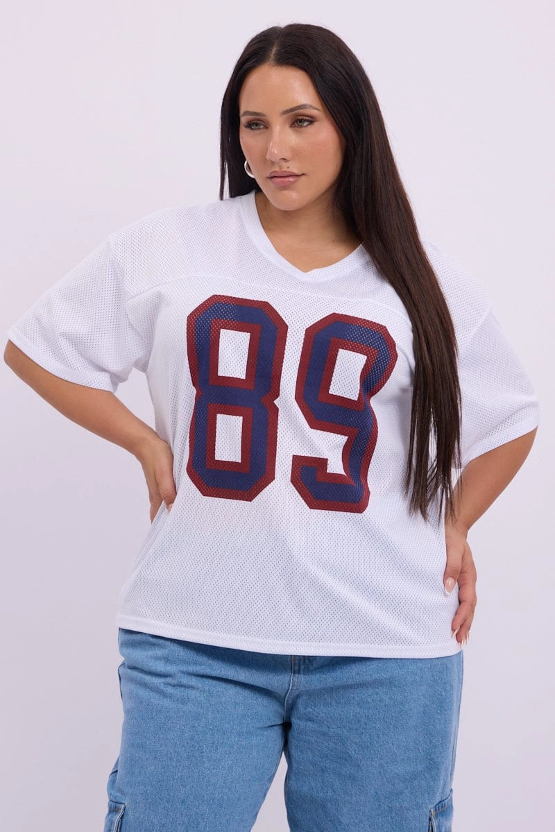 White Graphic T Shirt Short sleeve V Neck Smart Fit Animal Print