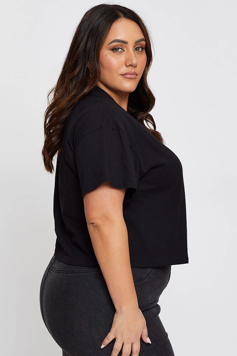 Cool Layering Black Sleeve T-shirt Embroidered Dragon Crew Neck Short