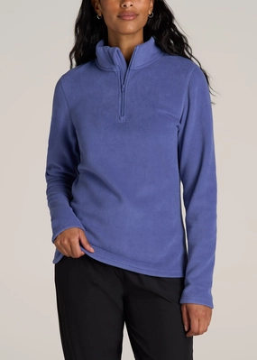 Muscular Frame Half Zip Polar Fleece Pullover Sweater for Tall Women in Marlin Blue