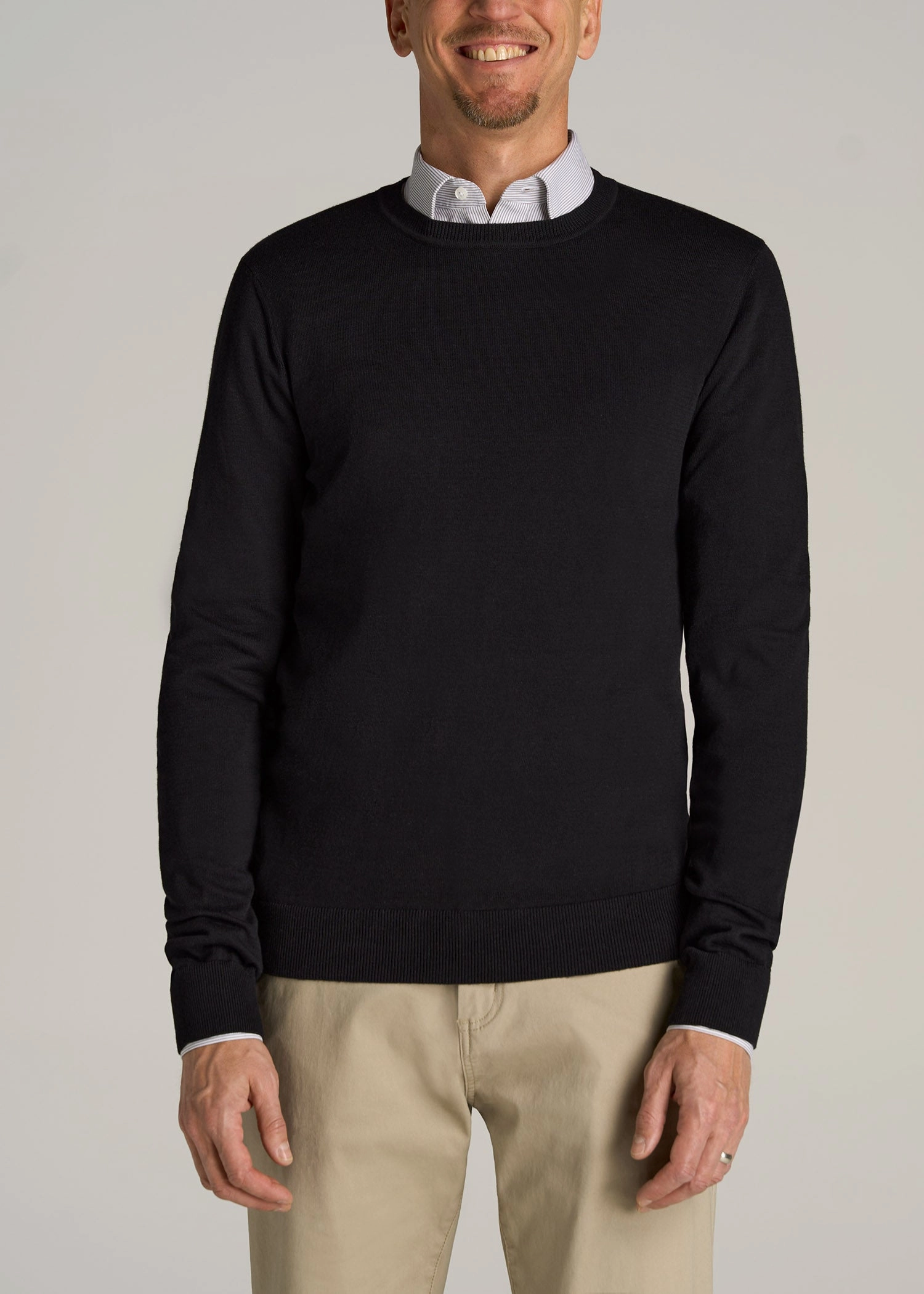 Everyday Crewneck Tall Men's Sweater in Black Timeless Wear Relaxed Street