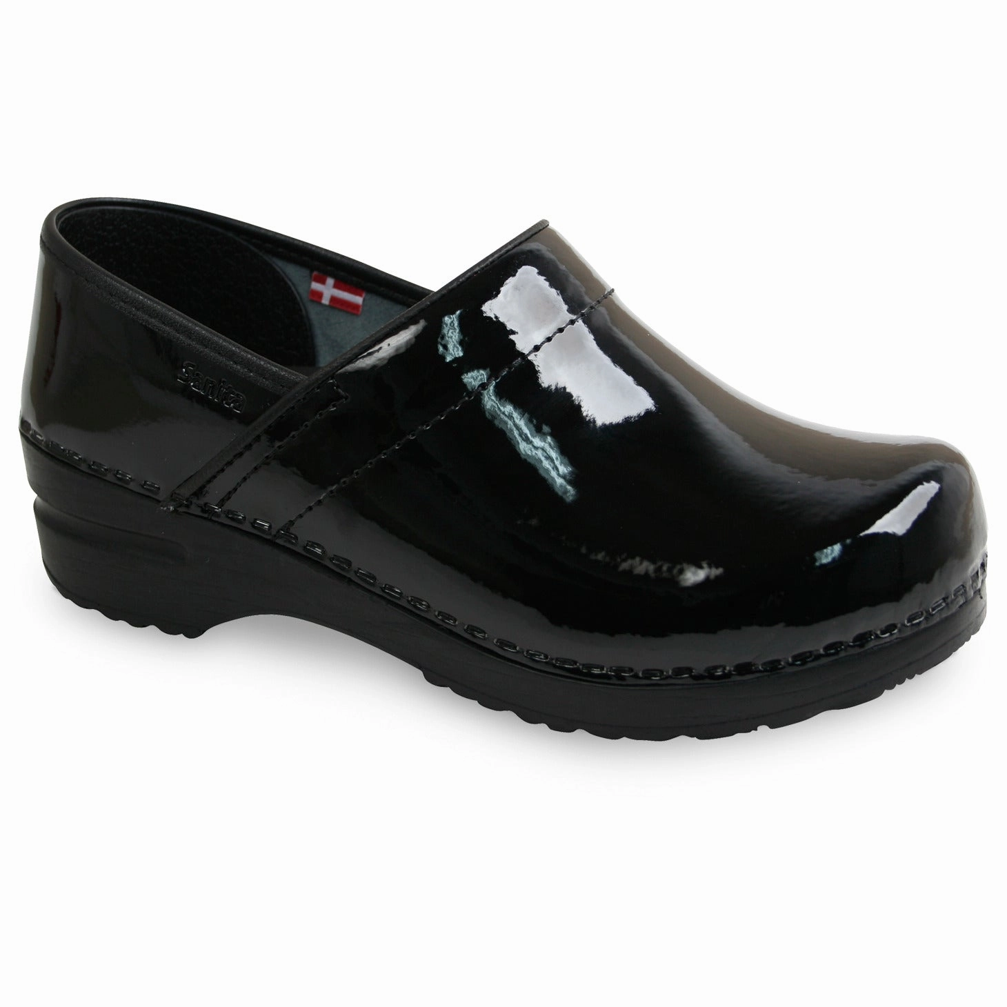 Professional Women's Patent Clog - Black Scenic Step