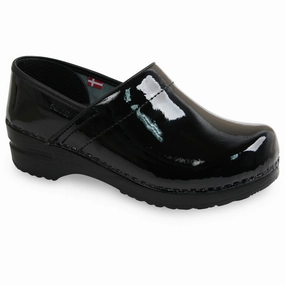 Professional Women's Patent Clog - Black Scenic Step