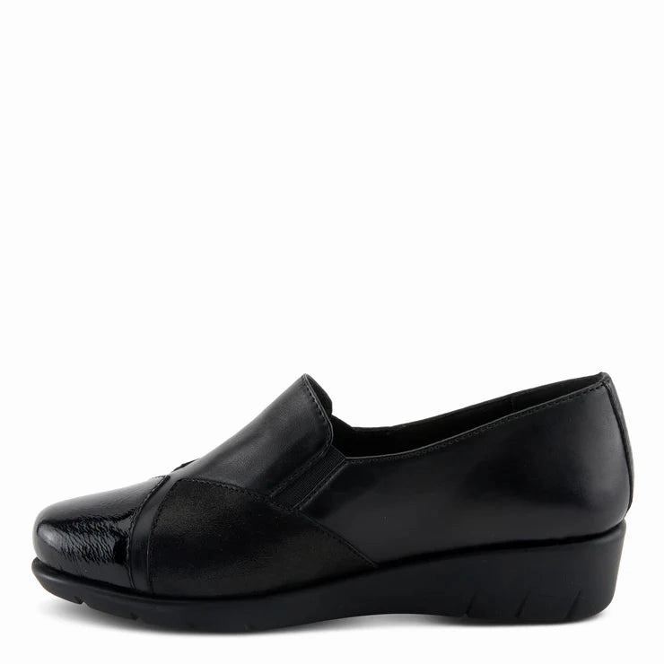 Spring Step Women's Evzen Wedge Slip-On - Black Trail Ease Rain Step