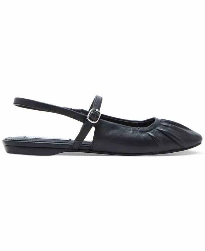 Steve Madden Women's Garson Flat - Black Lace Up Style Contoured Footbed