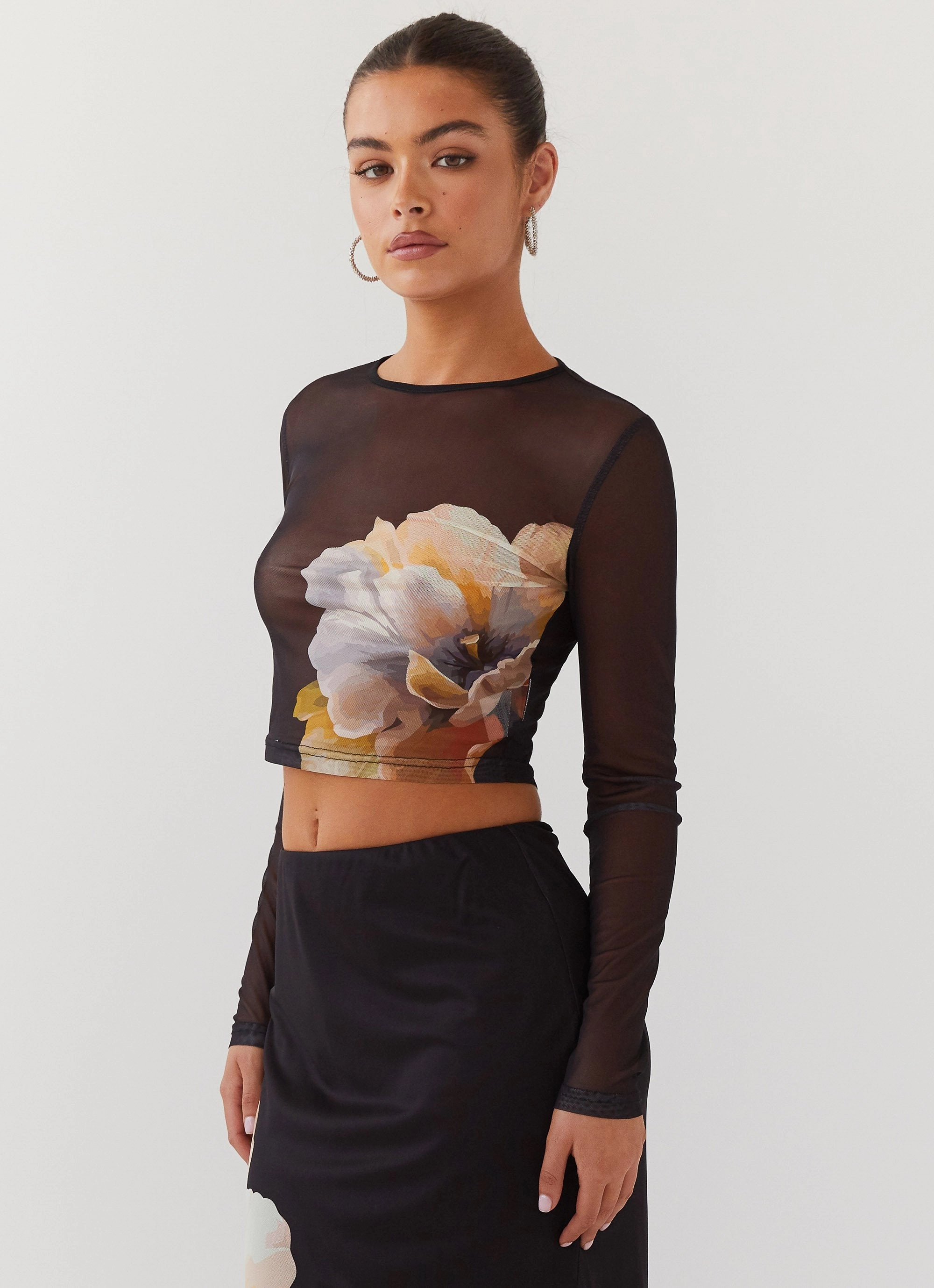 Chain Reaction Mesh Long Sleeve Top - Black Orchid Conditioner student
