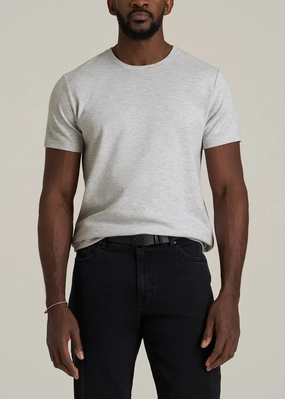 Cloud Knit Waffle Short Sleeve Tee for Tall Men in Light Heather Grey QuickRelease Breathable Tank