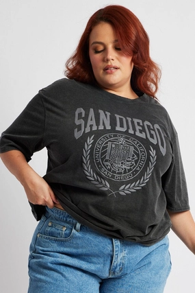 Sustainable Production Process Grey Graphic T-shirt Short Sleeve Crew Neck