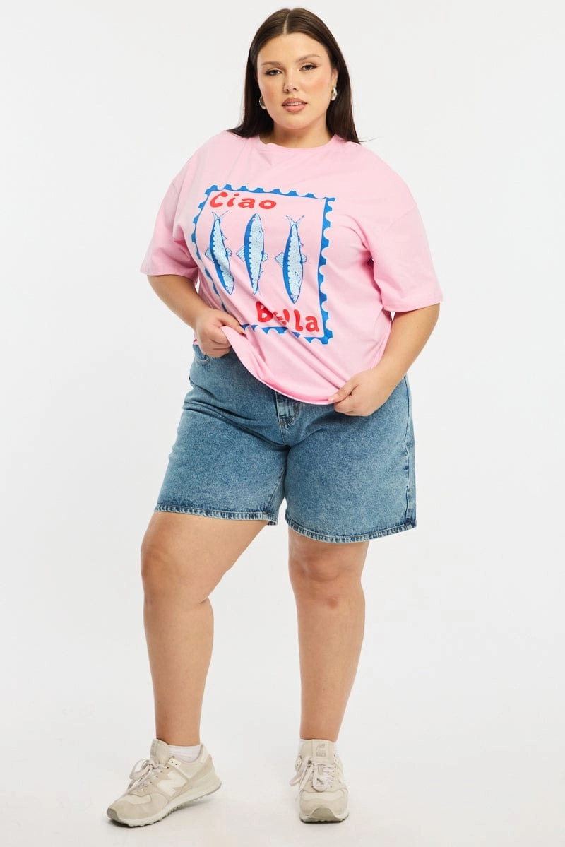 Pink Sardine T-shirt Short Sleeve Quick-Dry Fabric