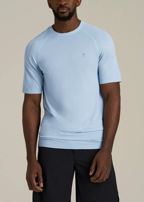 Vented Training Top for Tall Men in Ice Blue VentilatedBack Hidden Button Placket