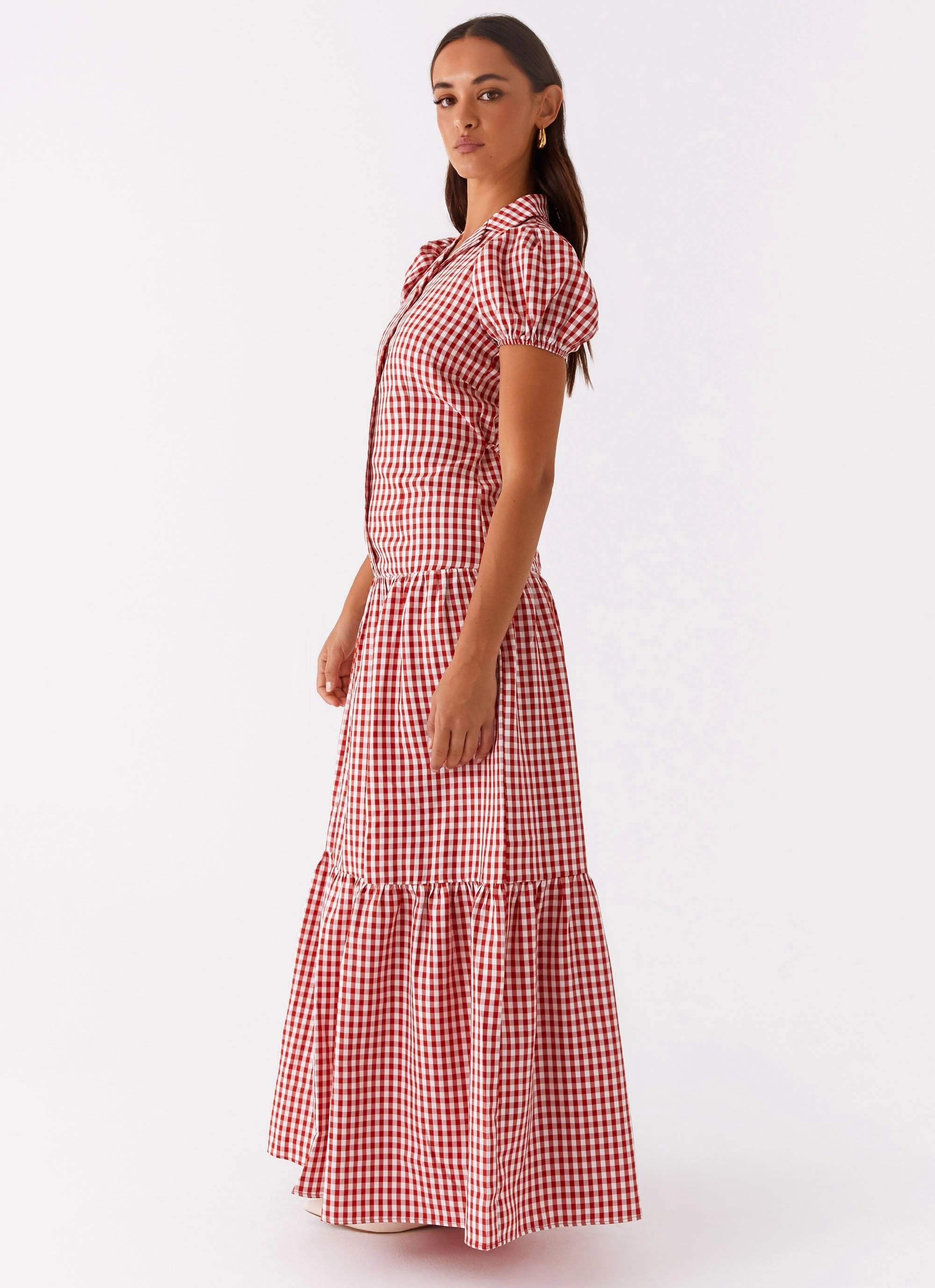 Verity Maxi Dress - Red Gingham Sophisticated cocktail dress