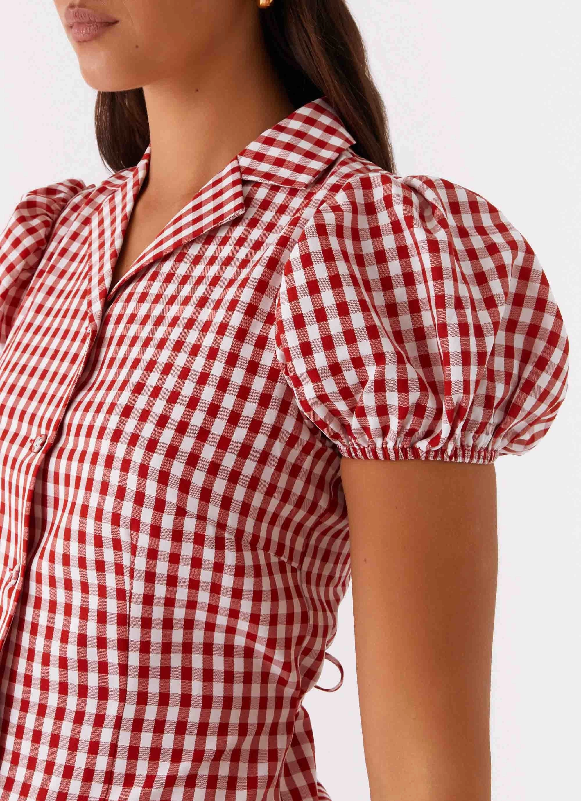Smart and Relaxed Invisible-Zip Verity Maxi Dress - Red Gingham