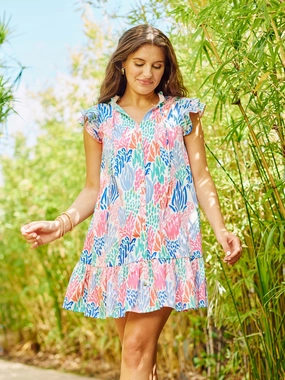 FINAL SALE - Abby Dress | Coral Cove Royal Feminine Line Street Casual