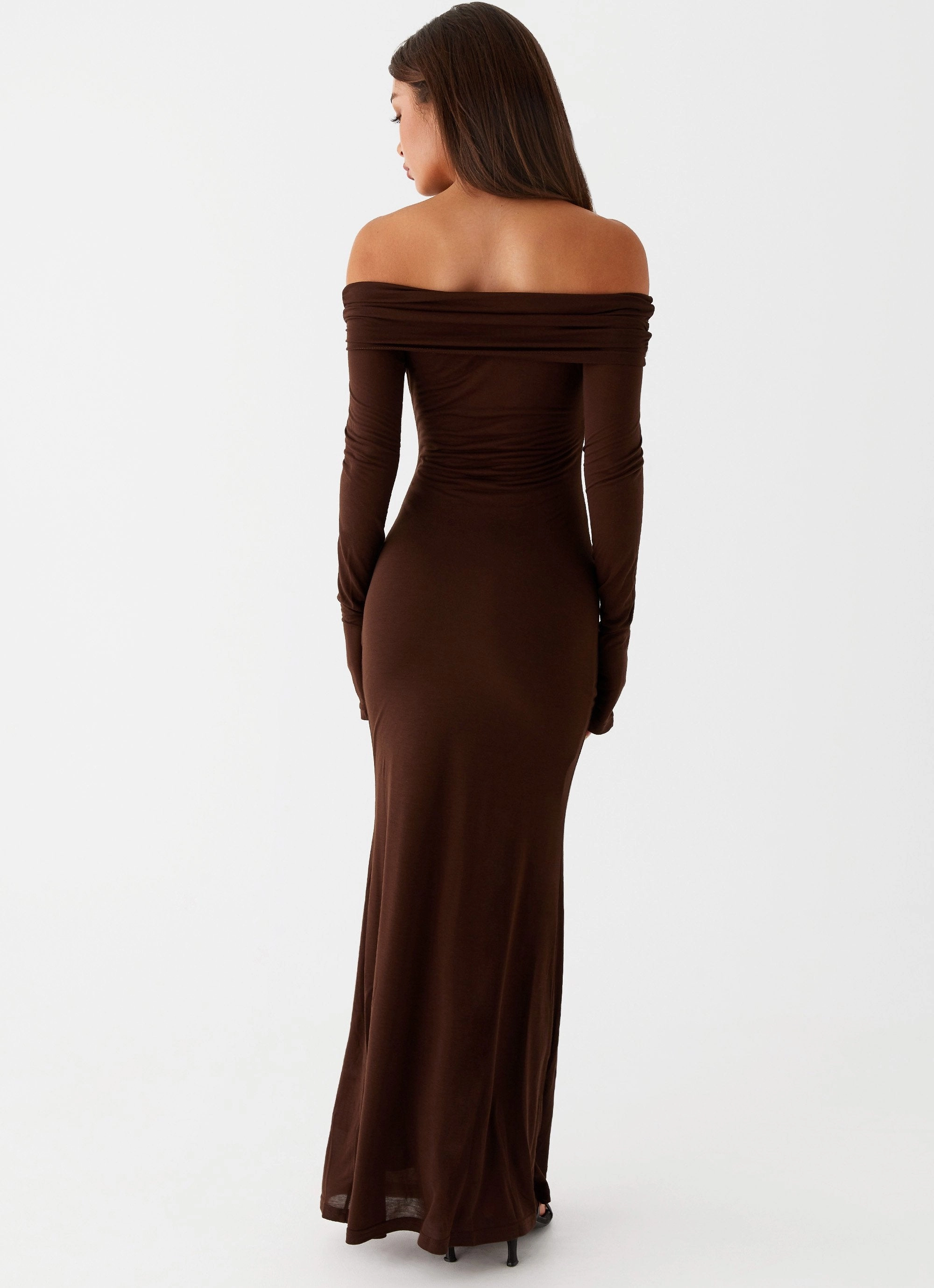 Stylish Mood Street Style Cocoa Long Sleeve Maxi Dress - Chocolate