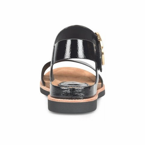 Sofft Women's Bali Sandal - Black Patent Casual Walk Water Drainage Channels