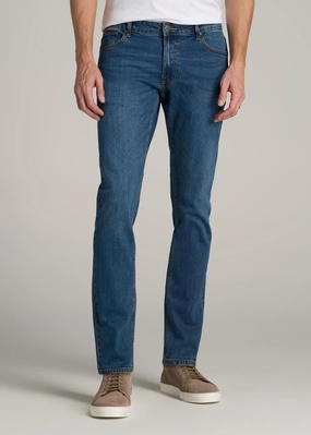 Breathable fabric Minimalist Rainy Day Vintage Lover Carman TAPERED Jeans for Tall Men in Worn Blue