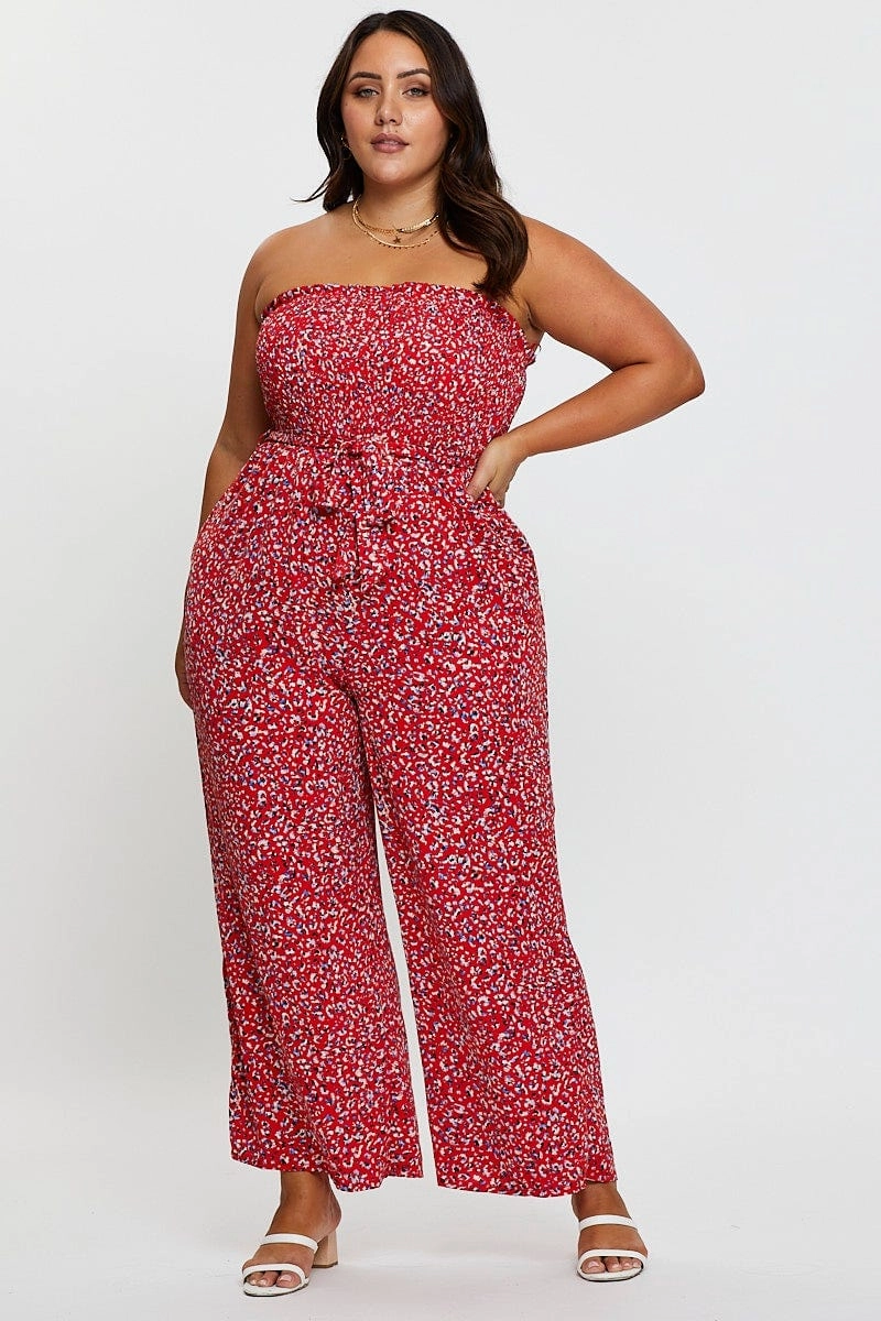 Layered Form Casual event outfit Animal Print Jumpsuit Strapless Waist Tie