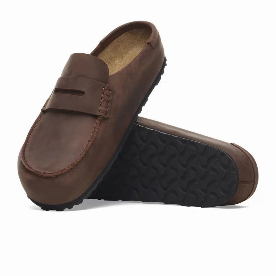 Torsion Stability Phthalate Free Materials Birkenstock Men's Oiled Leather Naples Loafers - Habana