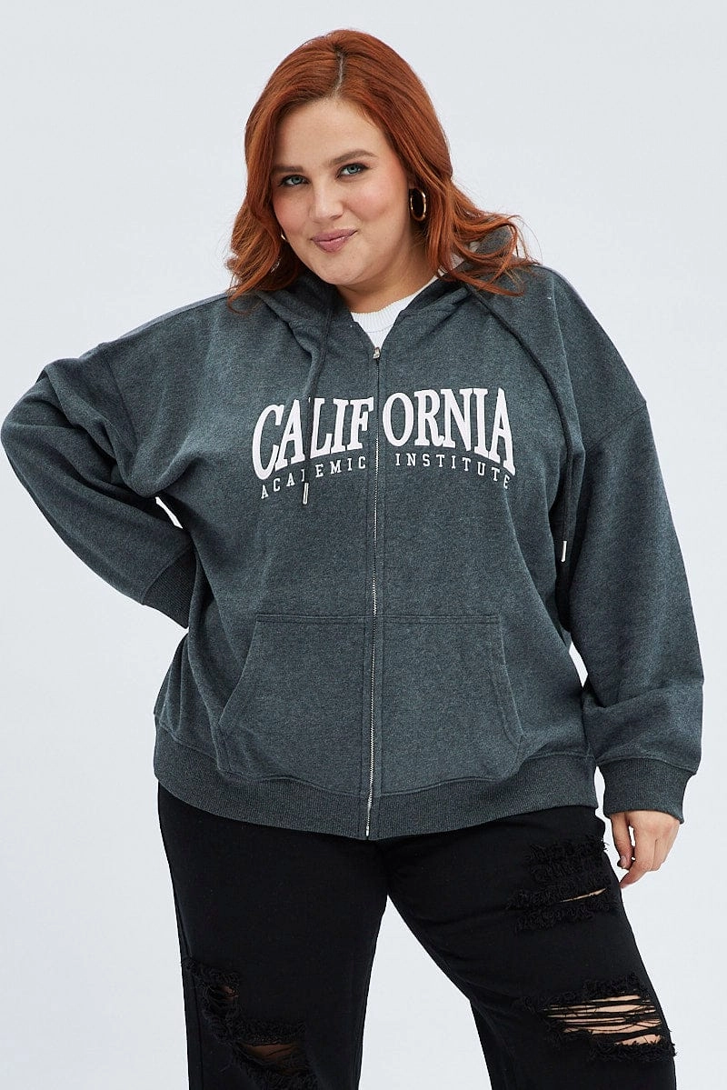 Grey Hoodie Jacket Zip Fleece California Embroidered product bright vibrancy Soft Hoodie